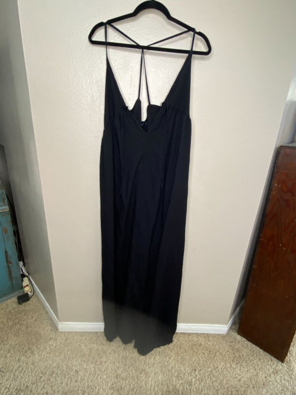 Boohoo Womens Black Spaghetti Strap Maxi Dress Size L Summer lightweight